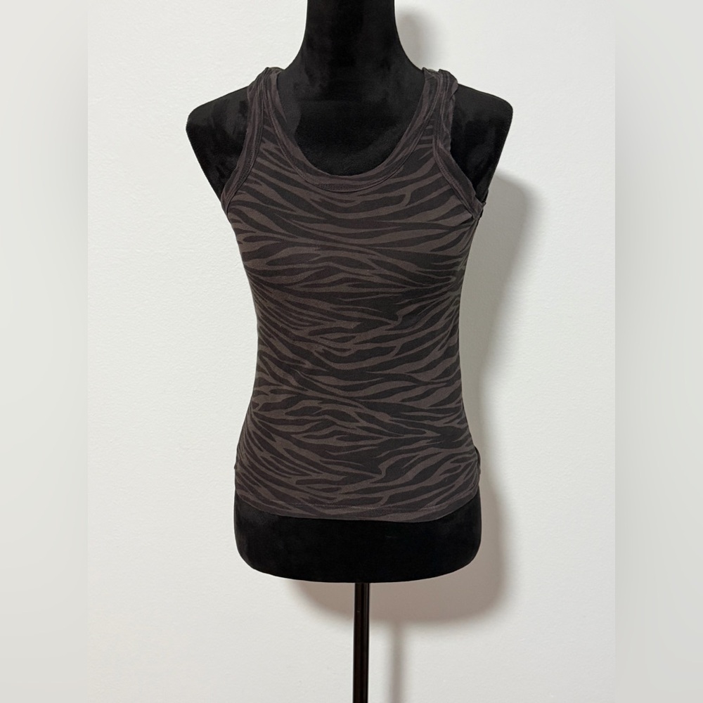 LNA Women’s Gray and Back Tiger Stripe CottonTank Top- S